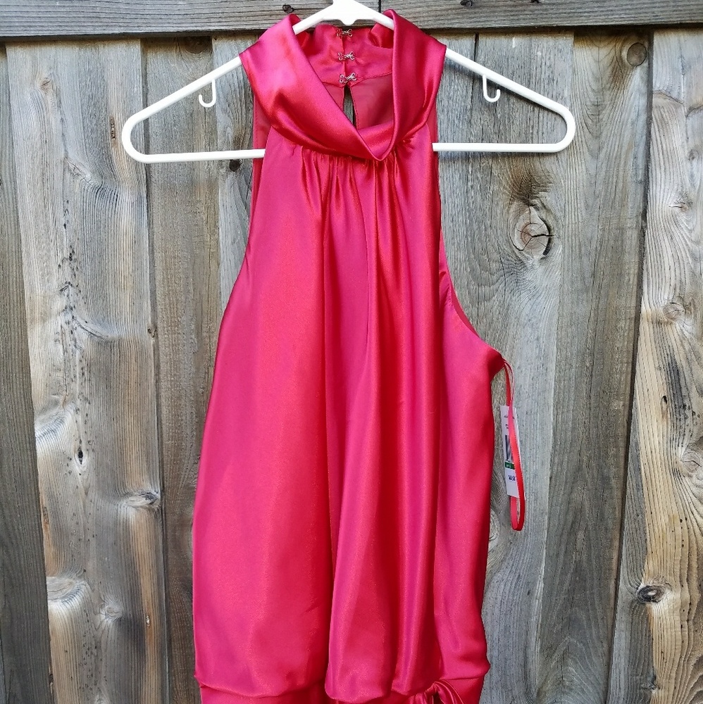 Alex Evenings satin red sleeveless top large